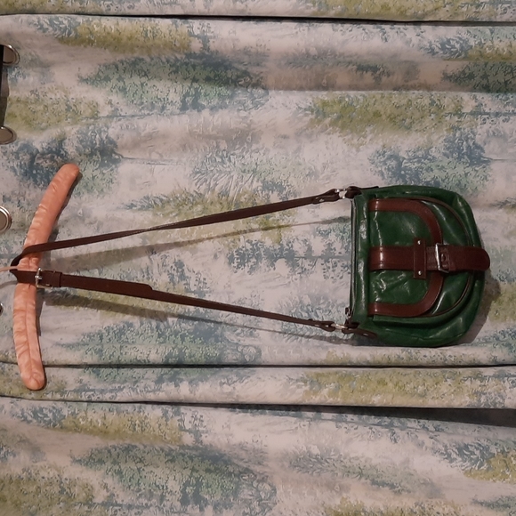 Green and brown vintage y2k Tano Leather crossbody purse Italian leather - Picture 2 of 9